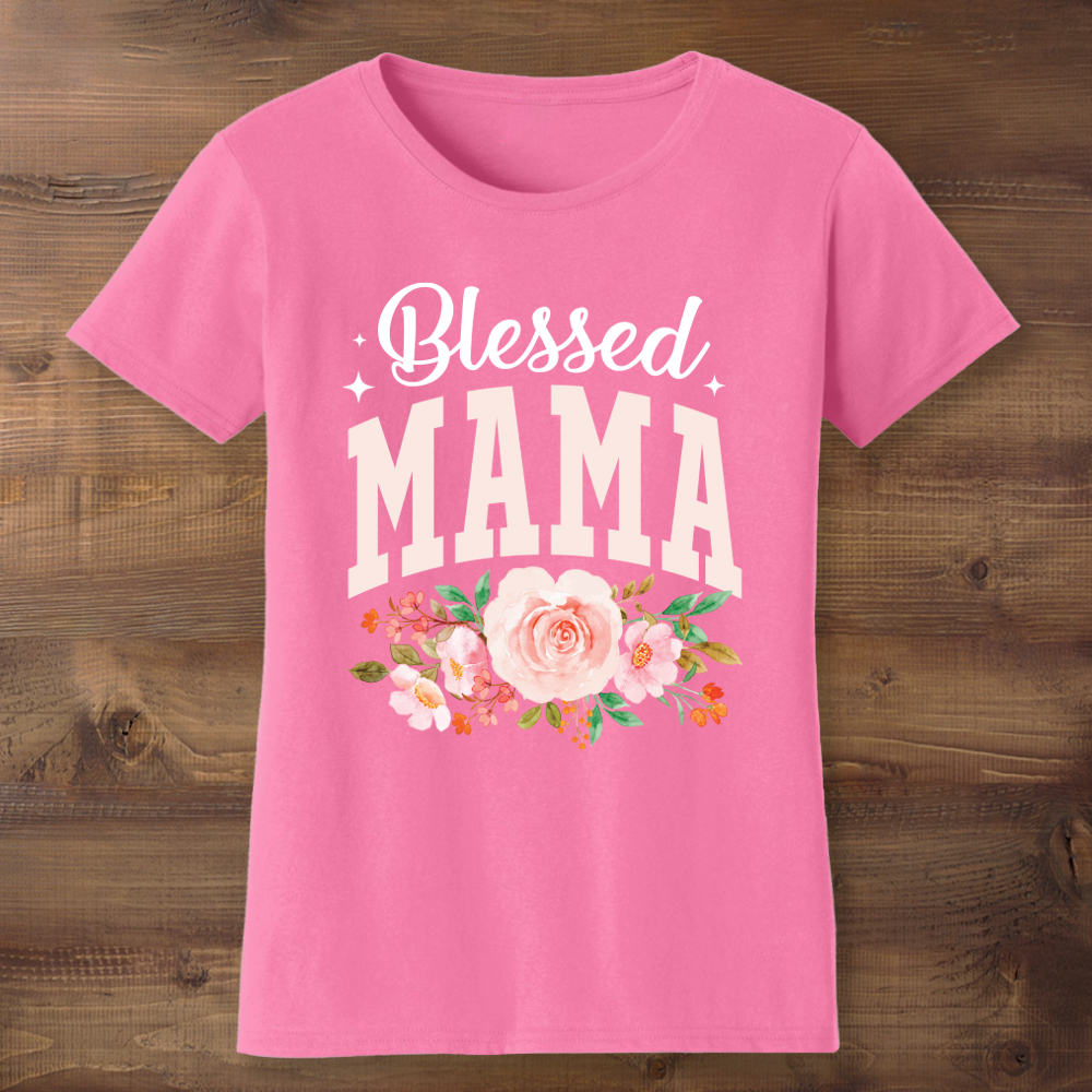Blessed Mama Floral Pink T-shirt